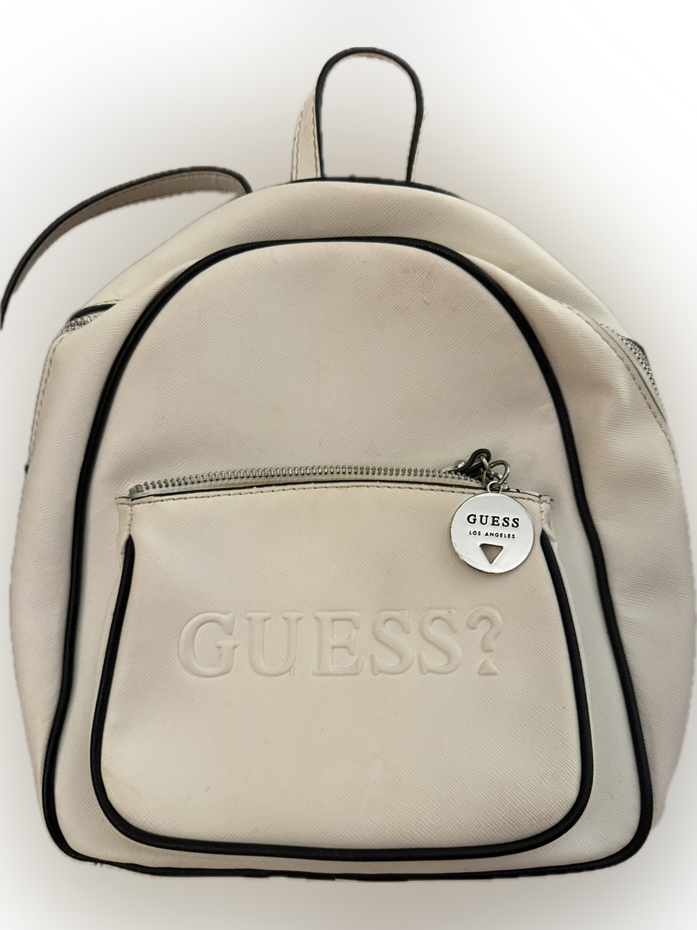GUESS White and Black & White Mini Backpack